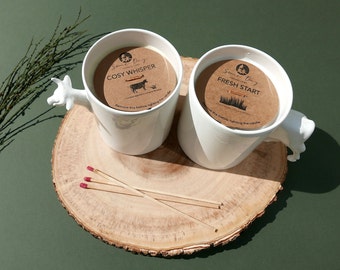 KUHKERZE - Gemütliches Flüstern- Frischer Start- Keramik -Holzdocht -handgefertigt-Moschus - Vanille- Ruhe-Einzigartiges Geschenk-Erfrischen- Gras- Some Day Candle