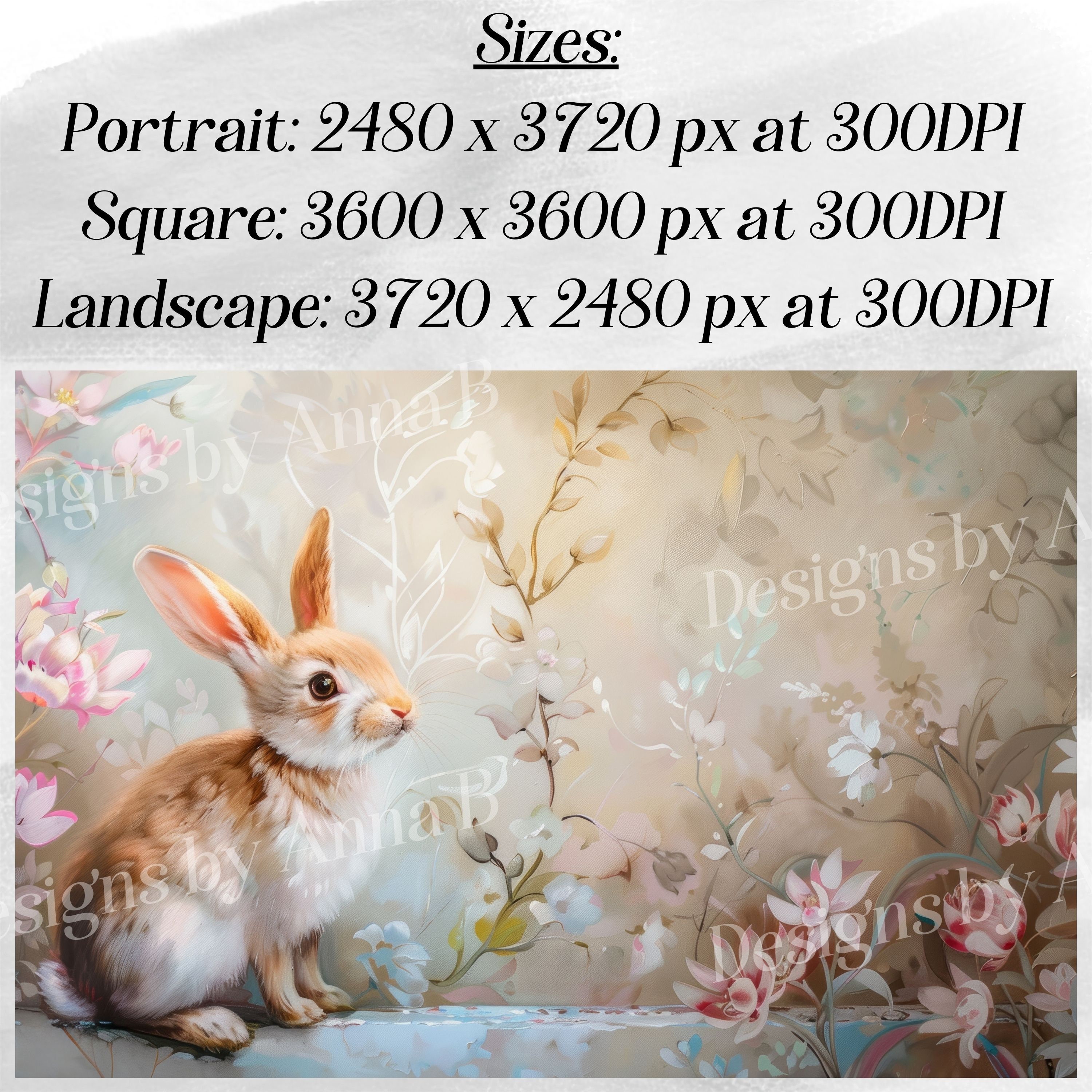 Watercolor Spring Bunny Digital Paper: 16 JPEG Files (digital Download ...