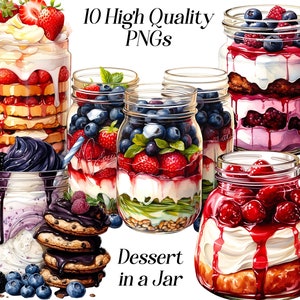 Aquarel dessert clipart, 10 hoge kwaliteit png-bestanden, bakkerij patisserie clipart, voedsel illustraties, sublimatie ontwerp, printables