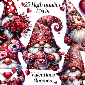 Aquarel valentijnskabouters clipart: 25 png-bestanden (digitale download)
