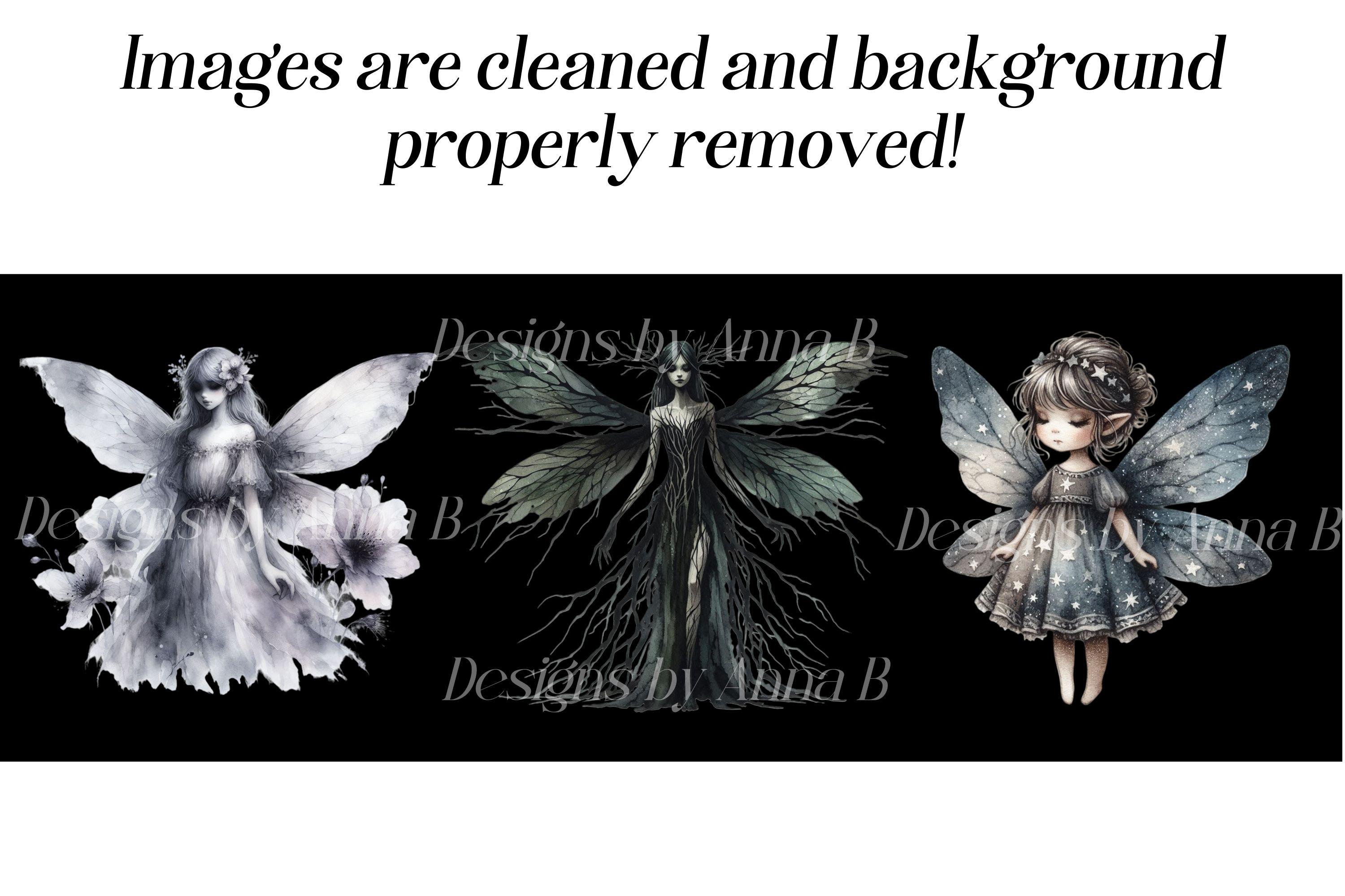 Gothic Fairy Clipart: Watercolor Dark Fantasy PNG Illustrations ...
