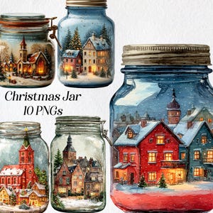 Christmas Jar clipart, xmas scene PNG, festive jar, winter decor, printable images, digital download, commercial use