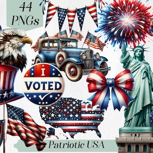 Patty USA Clipart, amerikanische Flagge, 4. Juli, Unabhängigkeit der USA, patriotische Dekoration, Wahl, Volkstrauertag, Party Dekoration