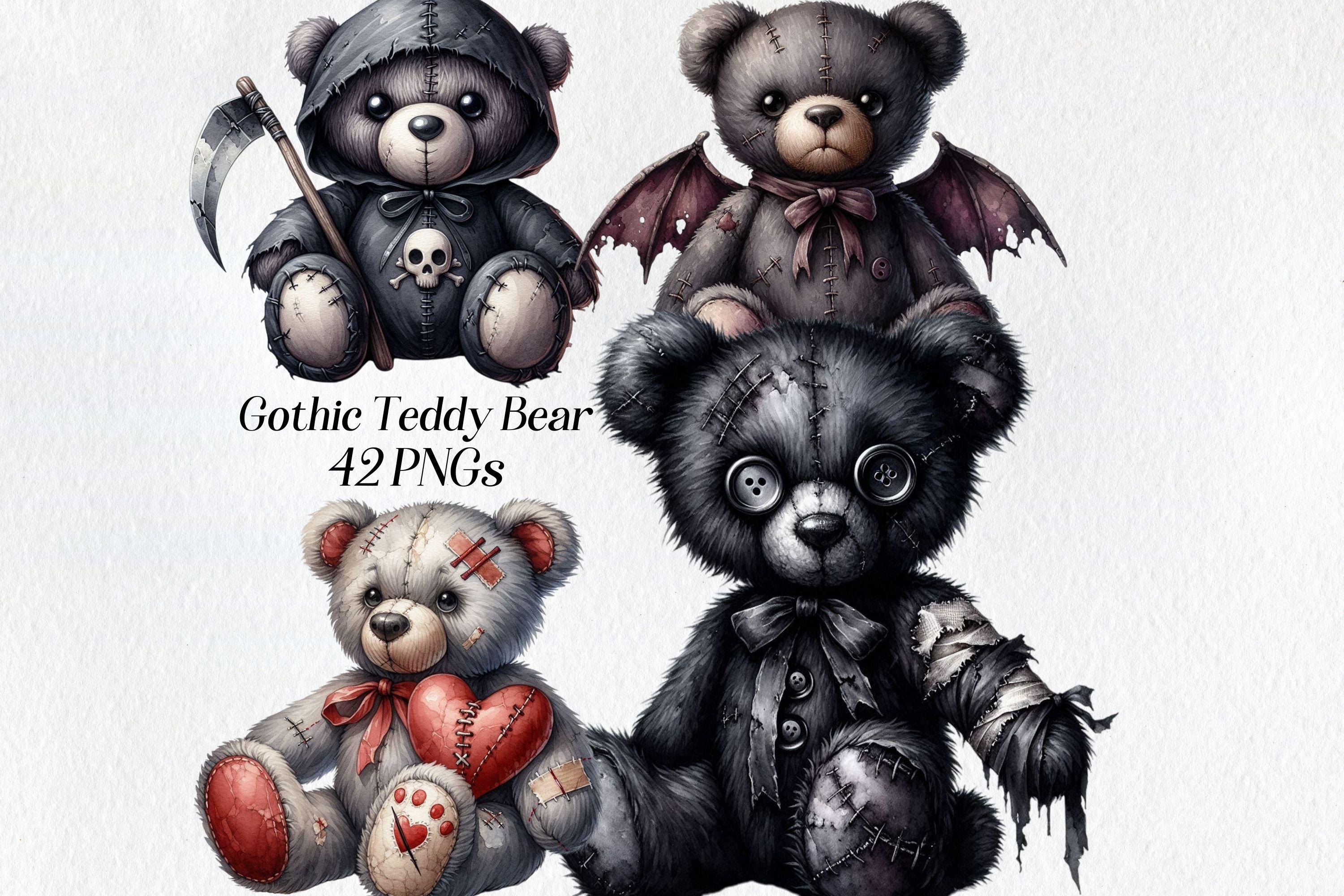 ゴシック テディベア クリップアート: 水彩ゴス ベア PNG (デジタル