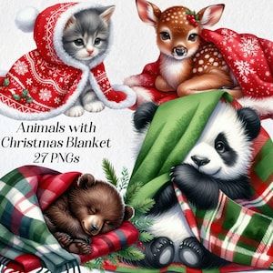 Weihnachten Tiere Clipart, gemütliche Weihnachten, Winter Clipart, Urlaub Clipart, niedliche Baby Tiere, Waldtiere, festliche Clipart, printable