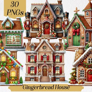 Maison en pain d'épice, pain d'épice de Noël, graphismes festifs, pâtisserie de Noël, bonbons de Noël, biscuits, village en pain d'épice, décoration hivernale