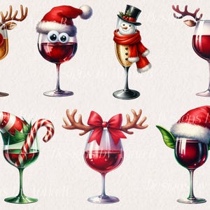 Watercolor Christmas Drinks Clipart: Festive Cocktail PNG Graphics (Digital Download) image 6