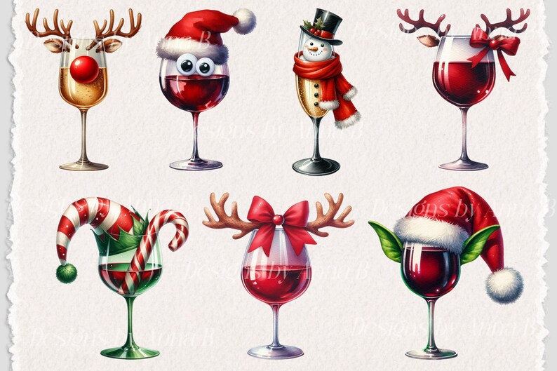 Watercolor Christmas Drinks Clipart: Festive Cocktail PNG Graphics (Digital Download) image 6