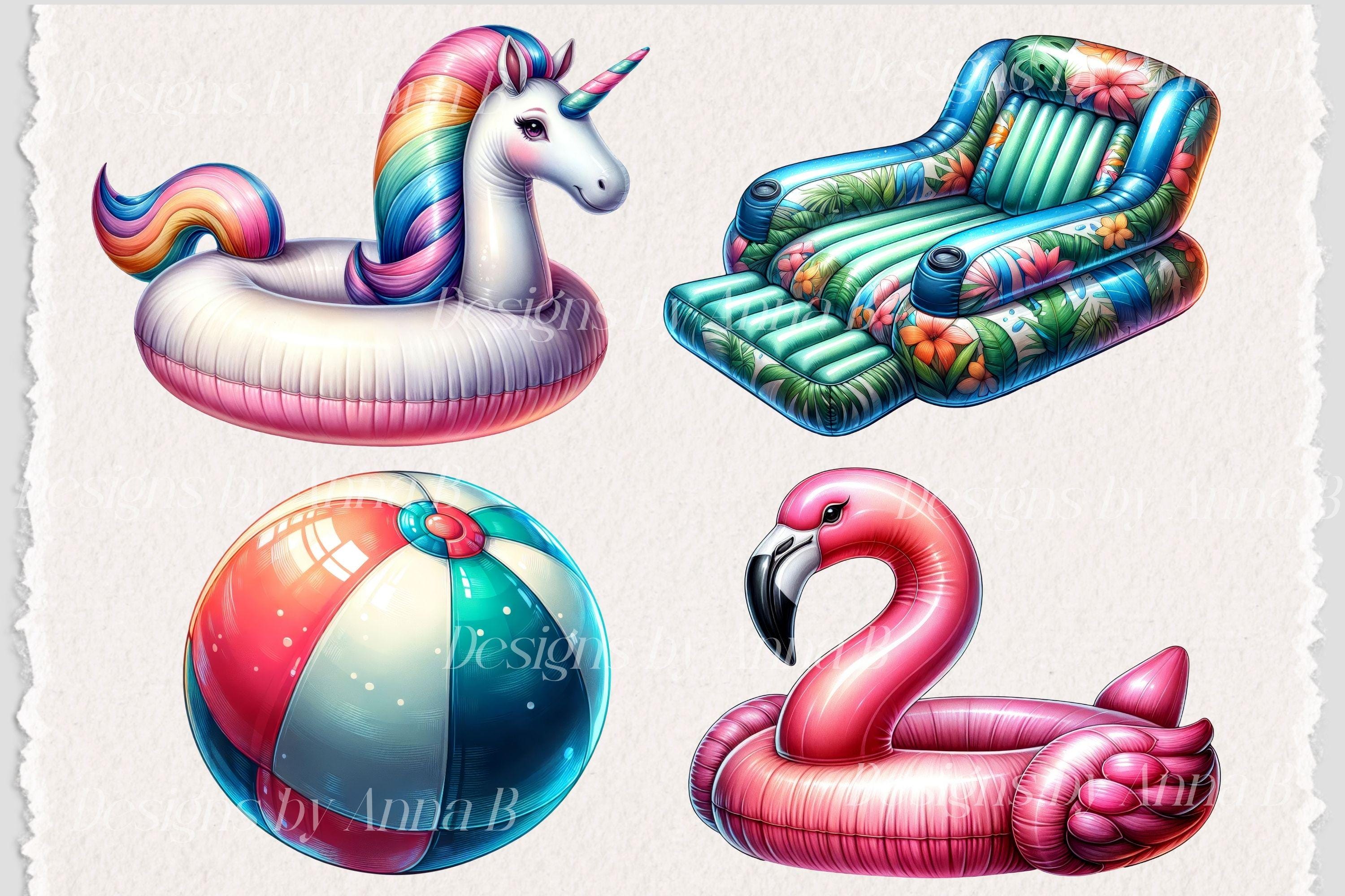 Watercolor Pool Toys Clipart: Summer Floaties PNG Graphics (digital ...