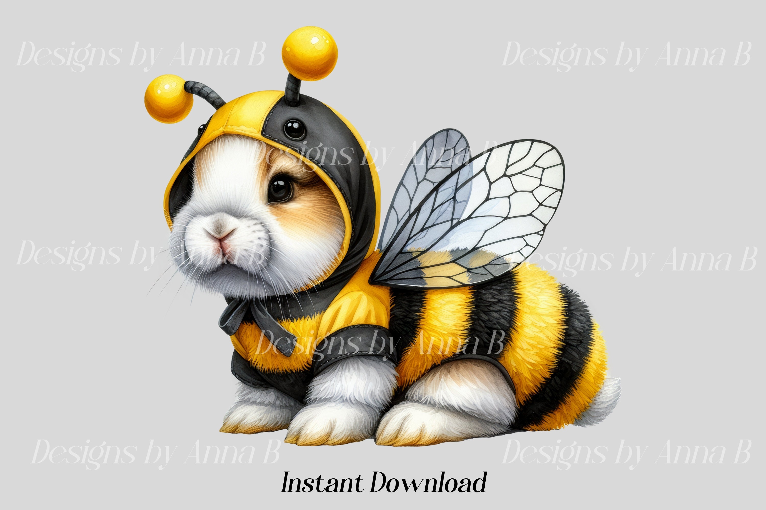 Watercolor Bunny Bumblebee Clipart: 13 PNG Files (digital Download) - Etsy