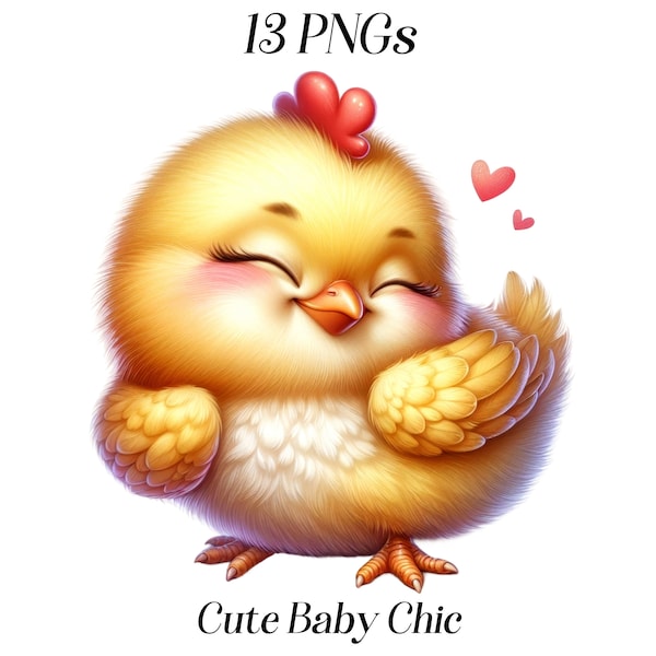 Watercolor Baby Chic clipart, 13 PNG files, cute chicken, baby bird, cute animals, yellow bird, farm animals, baby hen, baby rooster images
