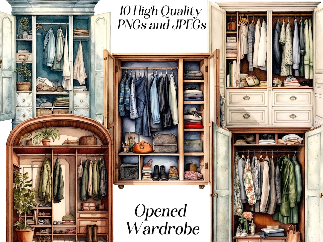 Watercolor Wardrobe Clipart: Fashion Illustration (JPEG, PNG) - Etsy