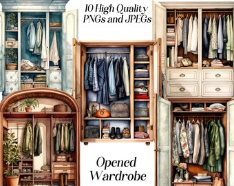 Watercolor Wardrobe Clipart: Fashion Illustration (JPEG, PNG)