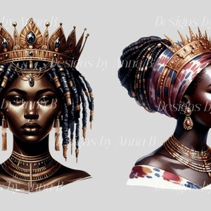 Watercolor African Queen Clipart: Royalty PNG Images (digital Download ...