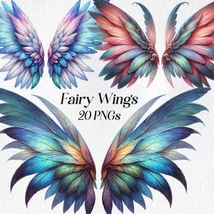 Fairy Wings clipart, watercolor wings clip art, png, fantasy wings, magical wings, printable, wings illustration, graphics, digital