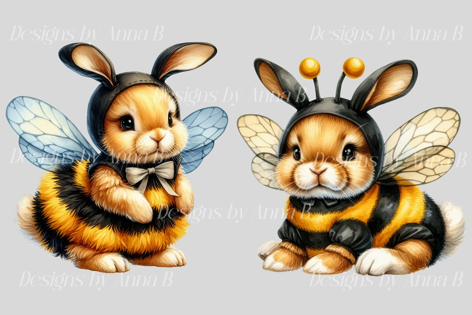 Watercolor Bunny Bumblebee Clipart: 13 PNG Files (digital Download) - Etsy