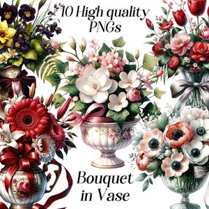 Watercolor Flower Bouquet Clipart: Boho Floral PNG (Digital Download)