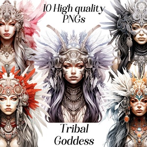 Tribal Göttin Clipart, Stammes- Mädchen, Boho Mädchen, Boho Frau, png , Kunst, Aquarell Clip Art, Illustration, bedruckbar, digitaler Download