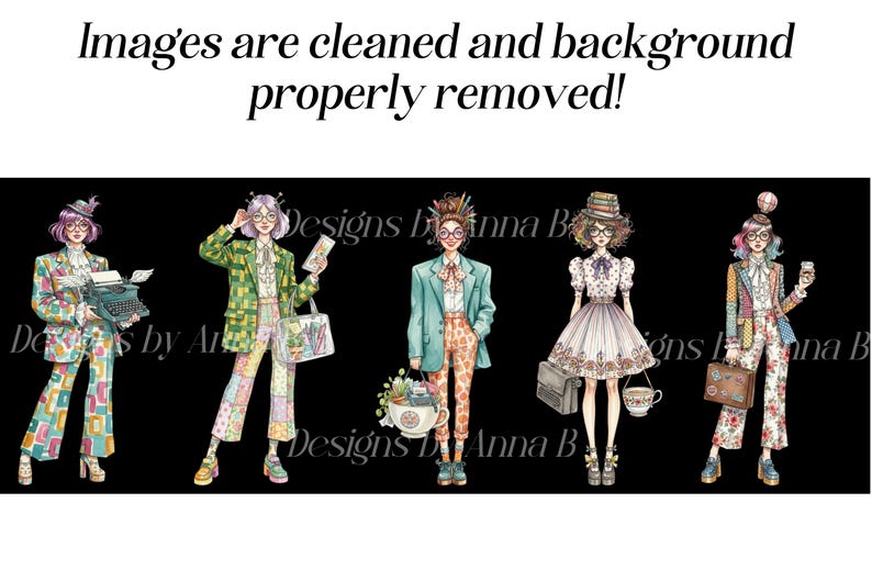 Quirky Office Girl Clipart: Colorful Fashion PNG Set (digital Download ...