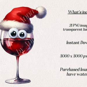Watercolor Christmas Drinks Clipart: Festive Cocktail PNG Graphics (Digital Download) image 2