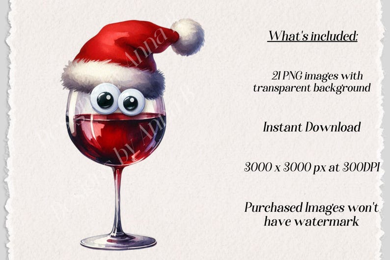 Watercolor Christmas Drinks Clipart: Festive Cocktail PNG Graphics (Digital Download) image 2