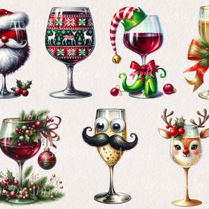 Watercolor Christmas Drinks Clipart: Festive Cocktail PNG Graphics (Digital Download) image 5