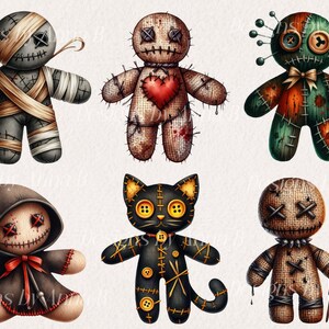 Watercolor Voodoo Doll Clipart: Gothic Halloween PNG (Digital Download) image 7