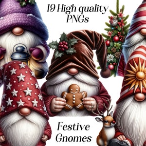 Clipart di gnomi festivi, png, gnomo natalizio, clipart natalizio, vacanze invernali, gnomo carino, gnomo acquerello, decorazioni natalizie, download digitale