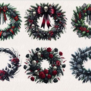 Wreath Clipart, Gothic Christmas Clip Art, Gothic Flowers Png, Dark ...