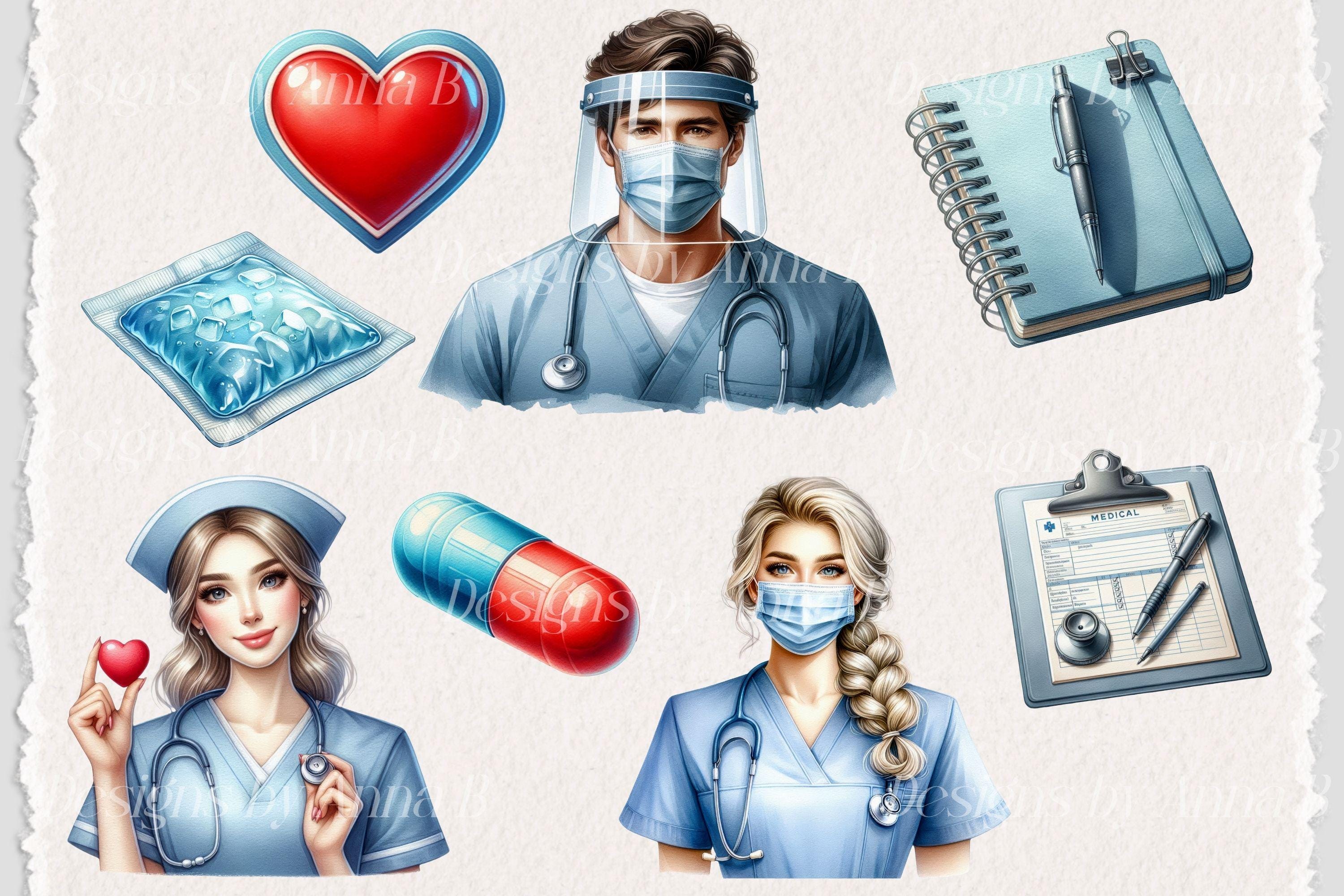 Watercolor Nurse Clipart: Medical Staff Graphics (digital Download) - Etsy