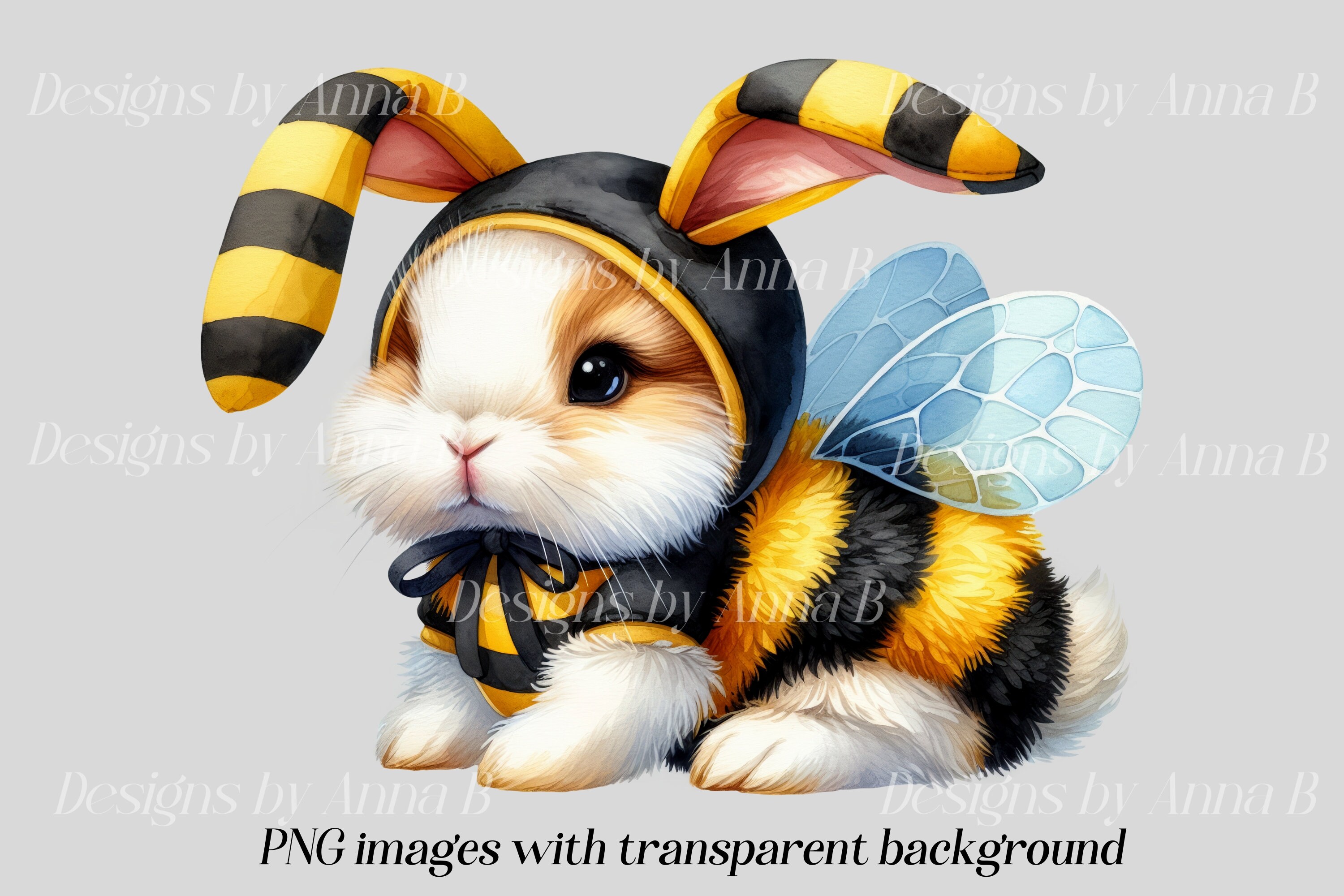Watercolor Bunny Bumblebee Clipart: 13 PNG Files (digital Download) - Etsy