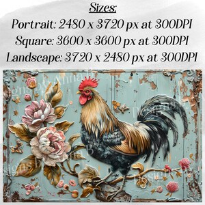 Rooster Shabby Chic Digital Paper, 16 High Quality JPEG Files, Chicken ...