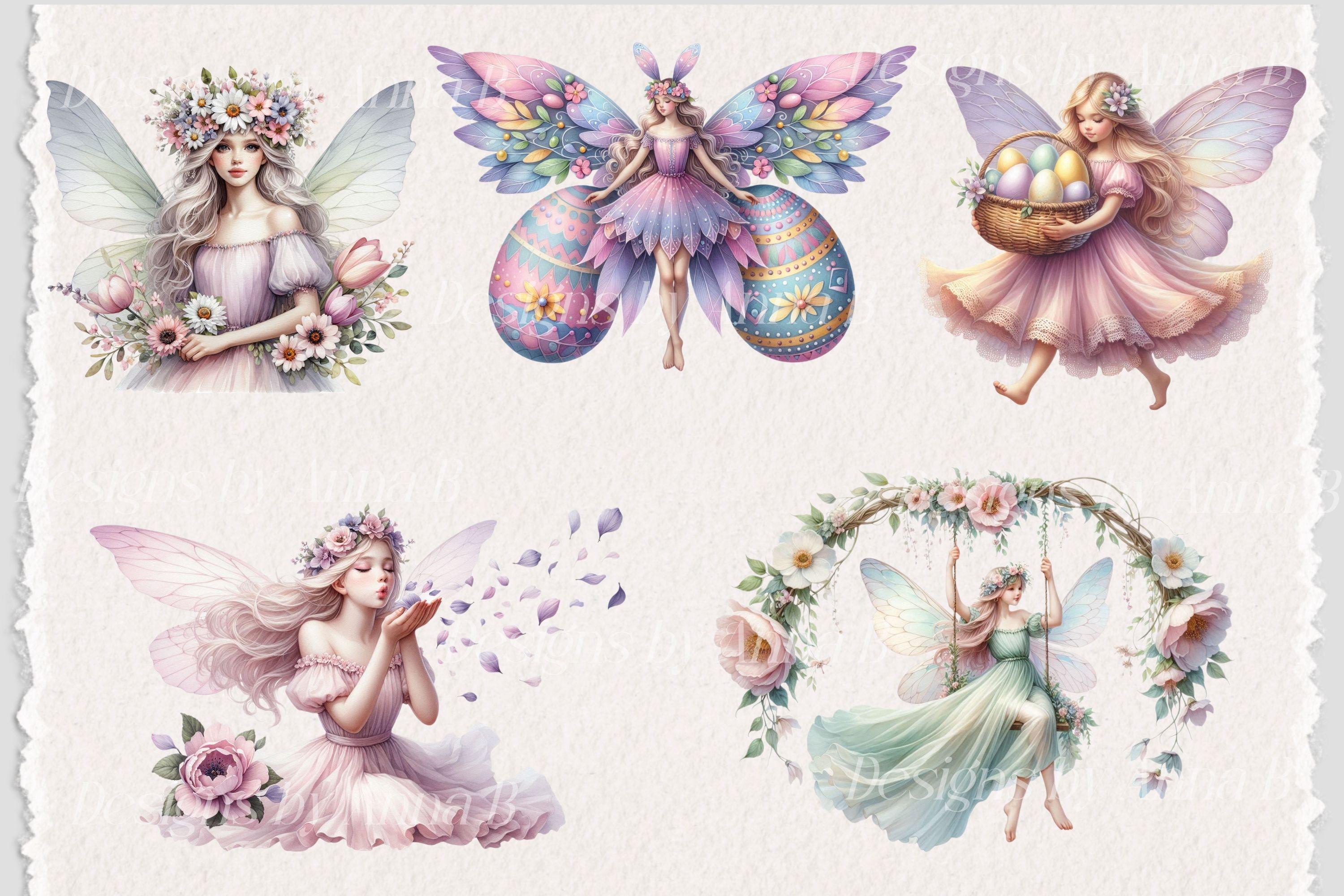 Watercolor Fairy Clipart: Pastel Fantasy PNG Images (digital Download ...