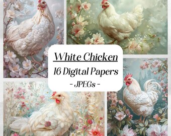 Chicken Digital Paper, Farmhouse Easter Decor (Digital Download)