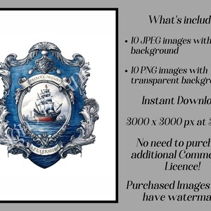 May include: A blue and silver crest with a ship sailing on a body of water. The crest has the text "ERISINE VELADER" and "SPECERMILS".