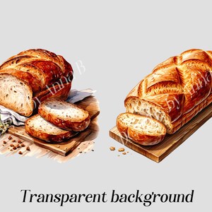 May include: Two loaves of freshly baked bread, one sliced and one whole, on wooden cutting boards. The bread is golden brown and has a crusty exterior.