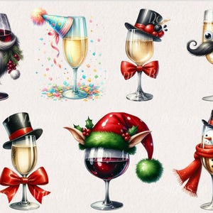 Watercolor Christmas Drinks Clipart: Festive Cocktail PNG Graphics (Digital Download) image 4