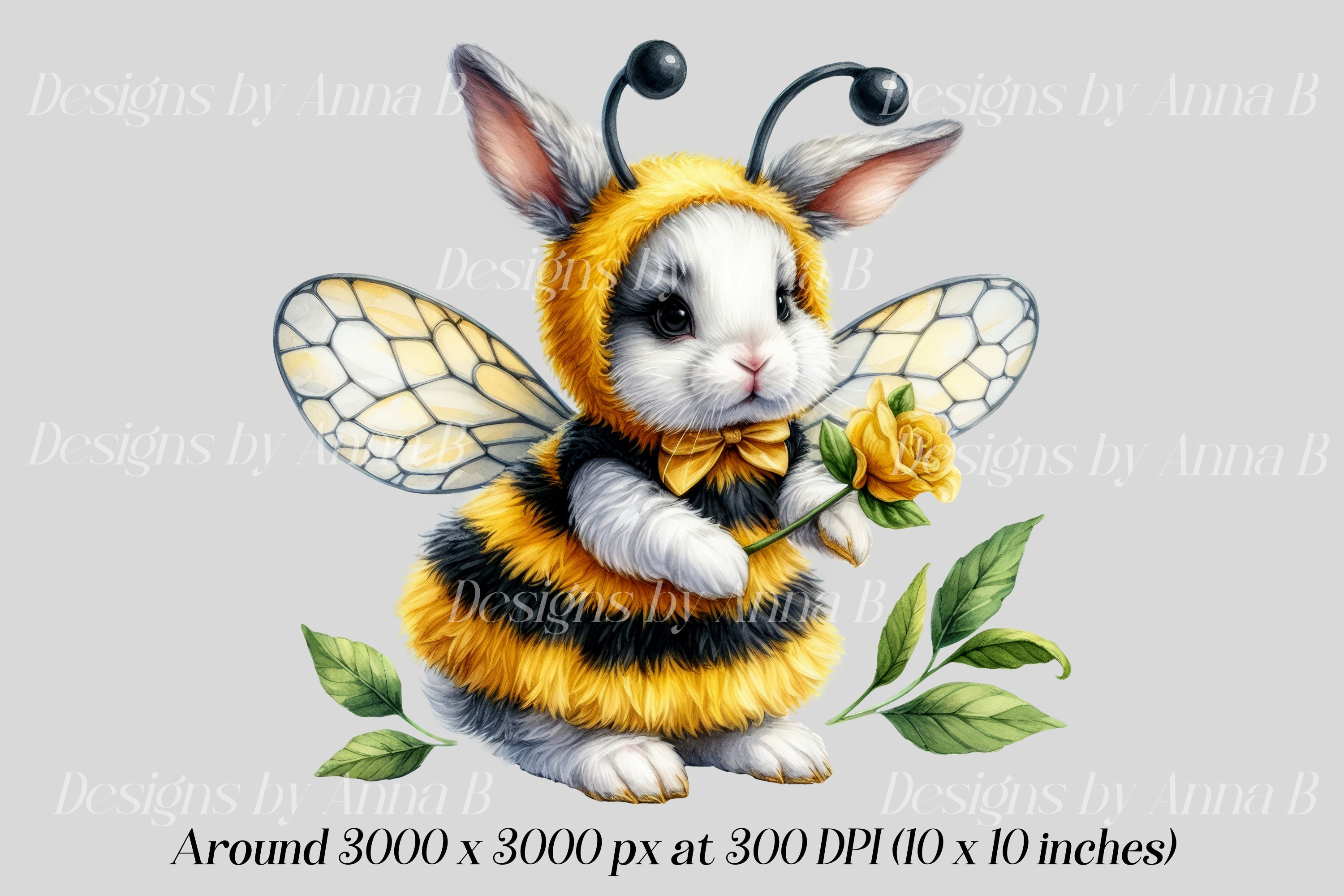 Watercolor Bunny Bumblebee Clipart: 13 PNG Files (digital Download) - Etsy