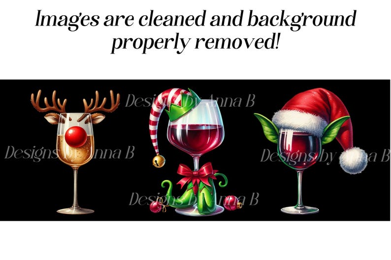 Watercolor Christmas Drinks Clipart: Festive Cocktail PNG Graphics (Digital Download) image 3