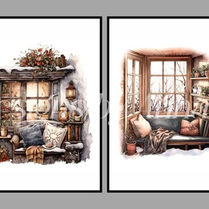 Watercolor Cozy Winter Clipart, 10 High Quality JPEG and PNG Files ...
