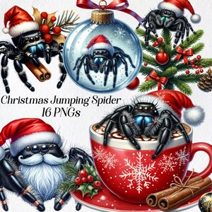 Clipart kerstspringspin: aquarel vakantie png-afbeeldingen (digitale download)