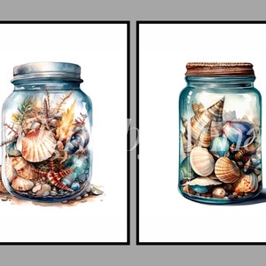 Watercolor sea shells clipart, 10 high quality JPEG and PNG files, nautical clipart, seashells clip art, ocean life, summer beach zdjęcie 6