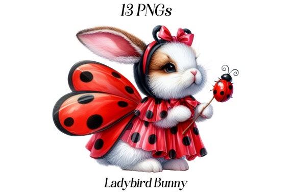 Ladybug Bunny Watercolor Clipart, Animal PNG Files (digital Download) - Etsy Israel Ladybug Bunny Watercolor Clipart, Animal PNG Files (digital Download) - Etsy Israel