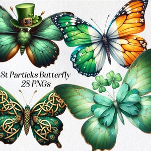 St Patricks Clipart, St Patrick Tag, grüner Schmetterling, digital, Insekten Clipart, Flügel, bedruckbar, digitaler Download, kommerzielle Nutzung