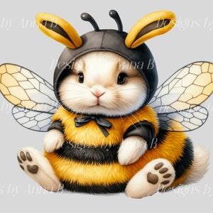 Watercolor Bunny Bumblebee Clipart: 13 PNG Files (digital Download) - Etsy