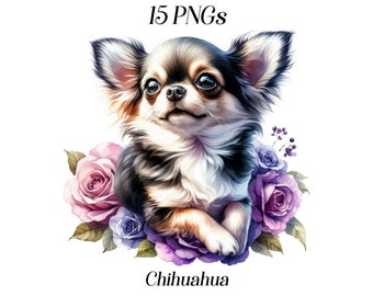Aquarell Chihuahua Clipart, Hundeliebhaber PNG-Dateien (digitaler Download)