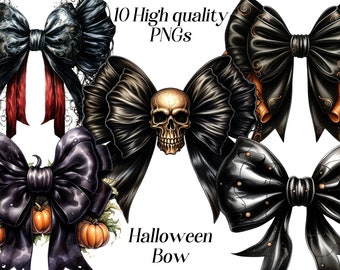 Clipart de laço de Halloween em aquarela: gráficos PNG (download digital)