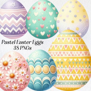 Pastel easter eggs clipart, watercolor egg clip art, png, spring, chicken egg, painted egg, cute, soft, easter decor, digital graphics