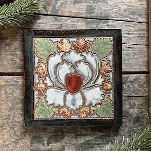 Magnolia Tile - Art Nouveau Wall Art - Ceramic Tile - Wall Hanging