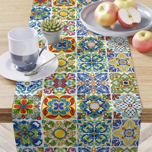 Mediterranean Tile Table Runner: Italian Kitchen Decor